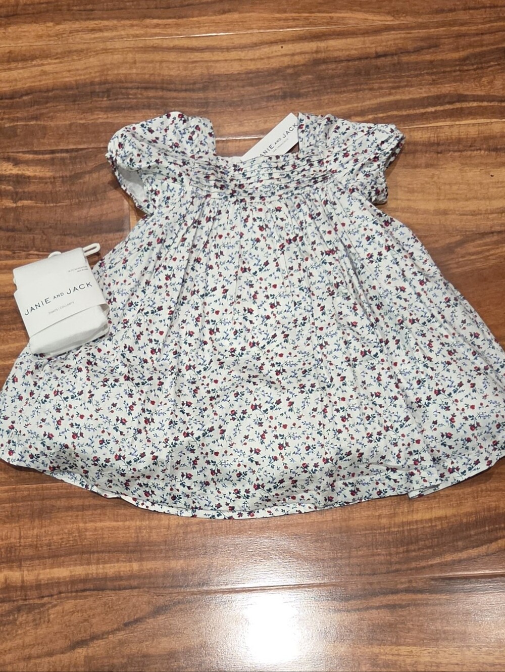 Janie and Jack NWT 18-24 Months Rose Floral Print Dress and Tights